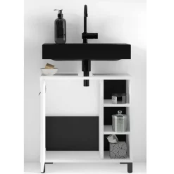 Waschbeckenunterschrank in Weiß mit Schwarz - Envaton