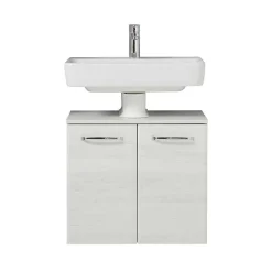 Waschbeckenunterschrank in Eiche Weiß Holzdekor - Smaranda