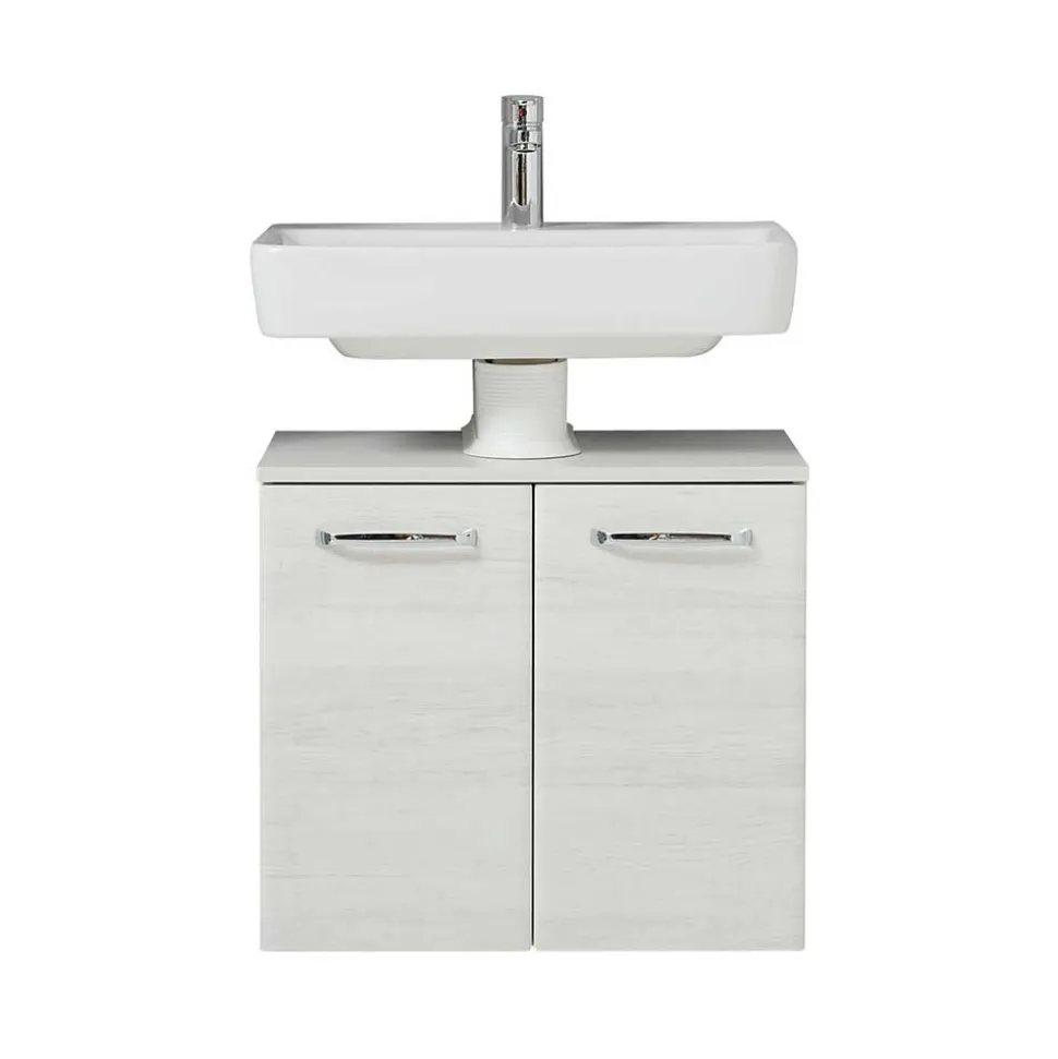 Waschbeckenunterschrank in Eiche Weiß Holzdekor - Smaranda