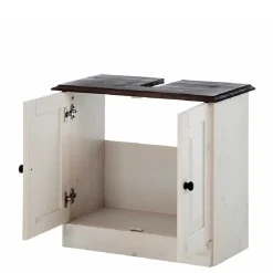 Waschbeckenunterschrank in Weiß mit Dunkelbraun - Malka