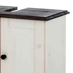 Waschbeckenunterschrank in Weiß mit Dunkelbraun - Malka