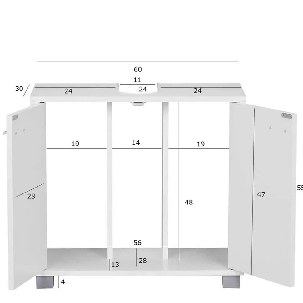 Waschbecken-Unterschrank mit Doppeltür - Hank