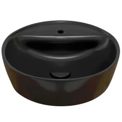 Waschkommode mit Aufsatzbecken in Schwarz - Crystoga