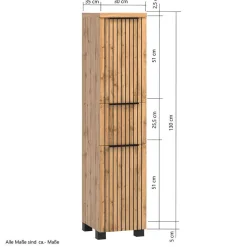 Waschkonsole & Midischrank & LED Spiegel - Crystoga (dreiteilig)