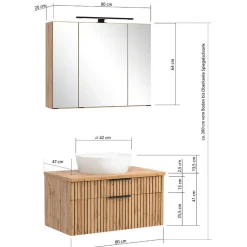 Waschkonsole & Spiegelschrank & Unterschrank - Crystoga II (dreiteilig)