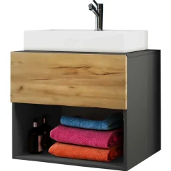 Waschkonsole in Wildeiche Honig & Anthrazit - Effect