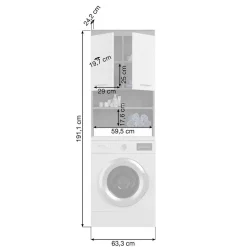 Waschmaschinenüberbau in Weiß Hochglanz & Grau - Nancys