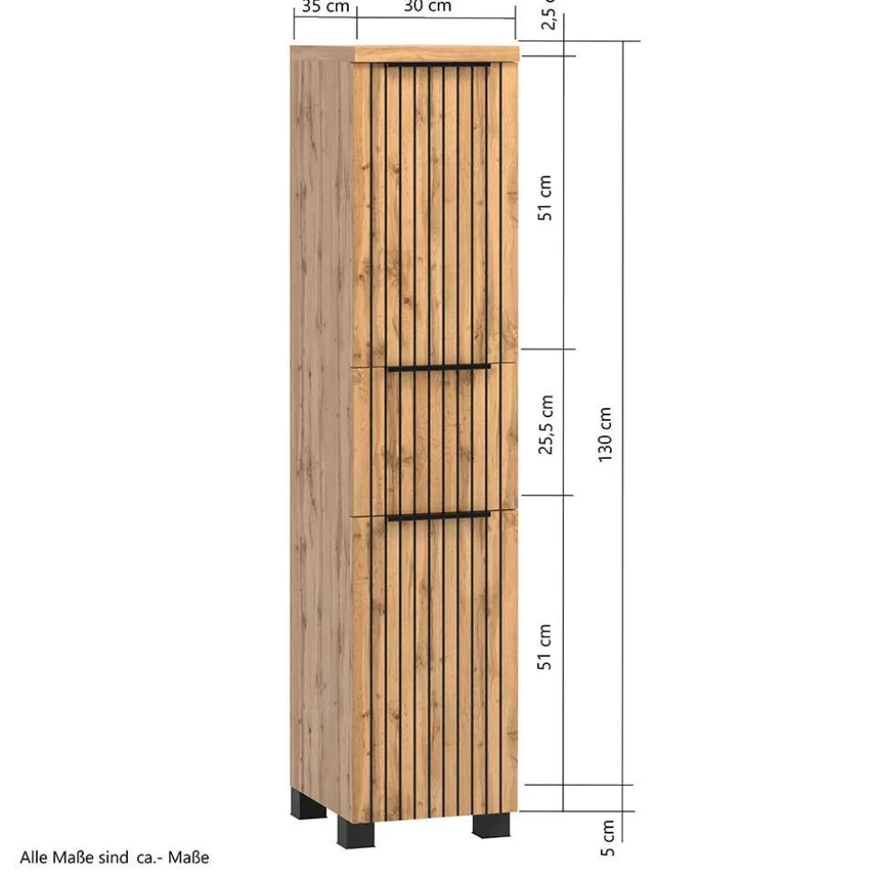 Waschplatz & Midi-Schrank Set - Crystoga (dreiteilig)