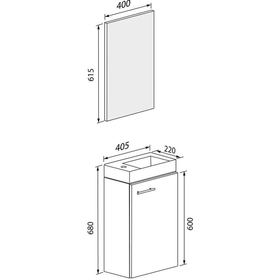 Waschplatz fürs Gäste WC Set - Denima (zweiteilig)