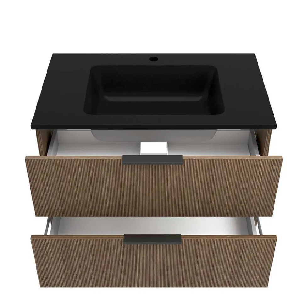 Waschplatz Kombi mit schwarzem Becken - Ucaida (dreiteilig)