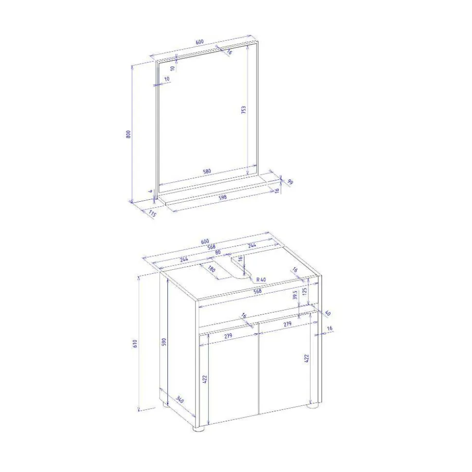 Waschplatz Kombination in Anthrazit - Ahilav (zweiteilig)