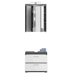 Waschplatz Möbel in Weiß HG & Grau - Nancys (zweiteilig)