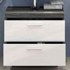 Waschplatz Möbel in Weiß HG & Grau - Nancys (zweiteilig)