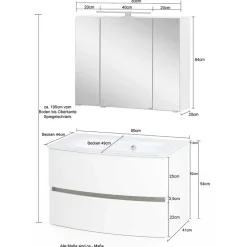 Waschplatz Möbel Set in Weiß - Neuvana (zweiteilig)