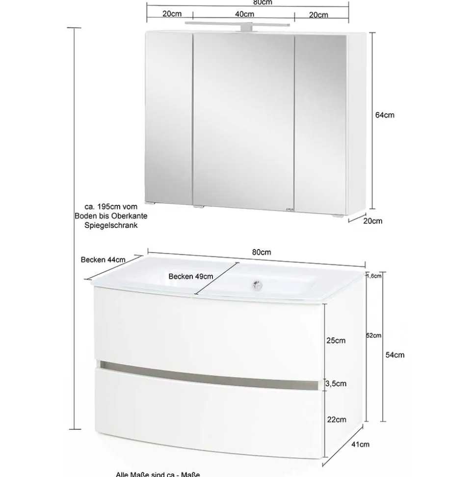Waschplatz Möbel Set in Weiß - Neuvana (zweiteilig)