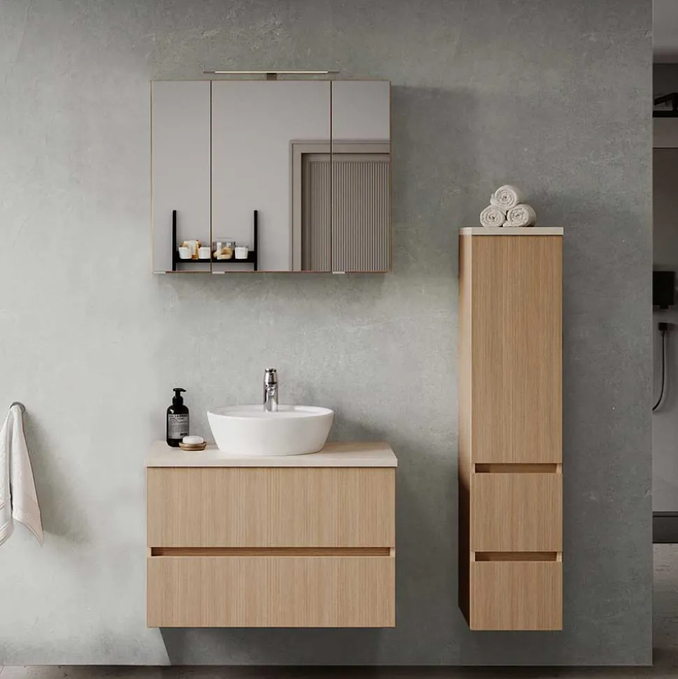 Waschplatz und Midischrank Set - Vibulam (dreiteilig)