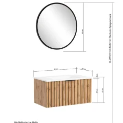 Waschtisch & LED Spiegel & Midischrank - Crystoga I (dreiteilig)