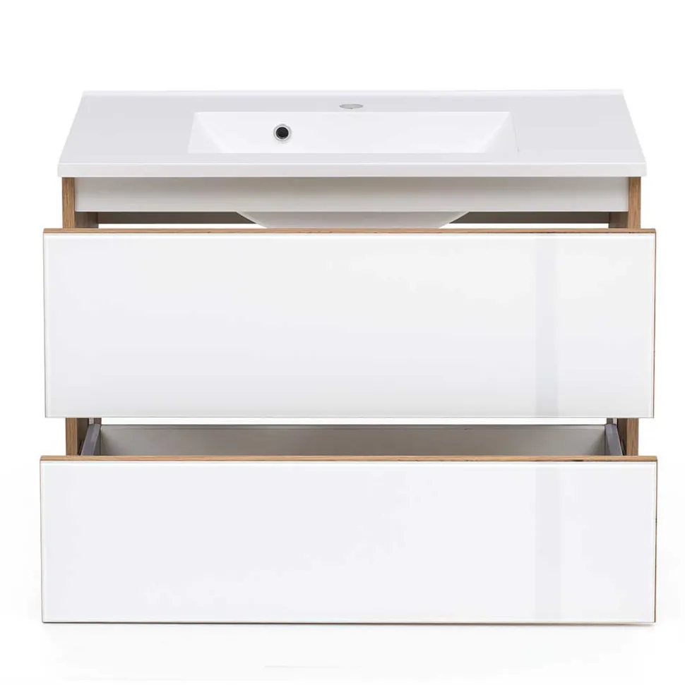 Waschtisch Konsole in Weiß & Wildeiche - Vrendina