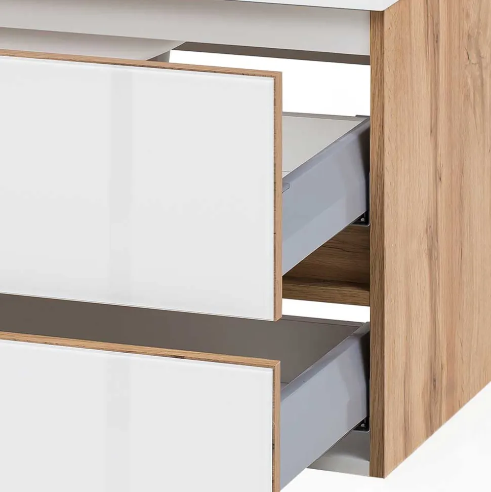 Waschtisch Konsole in Weiß & Wildeiche - Vrendina