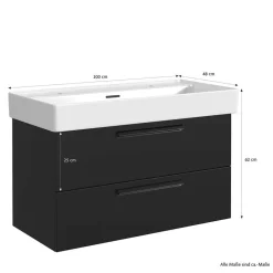 Waschtisch mit Becken für zwei Armaturen - Ostoro