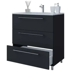 Waschtisch mit drei Schubladen in Schwarz - Gloriella