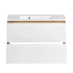 Waschtisch mit Einlasswaschbecken in Weiß - Eight