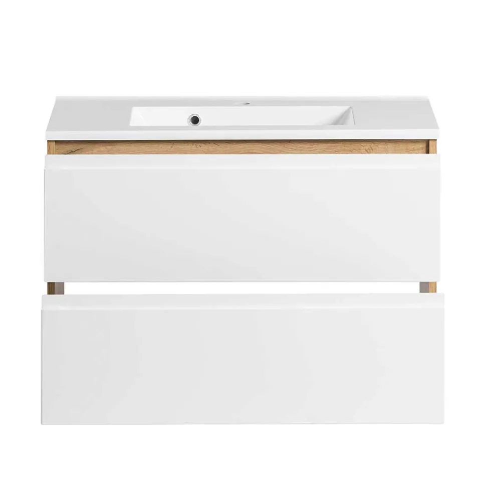 Waschtisch mit Einlasswaschbecken in Weiß - Eight