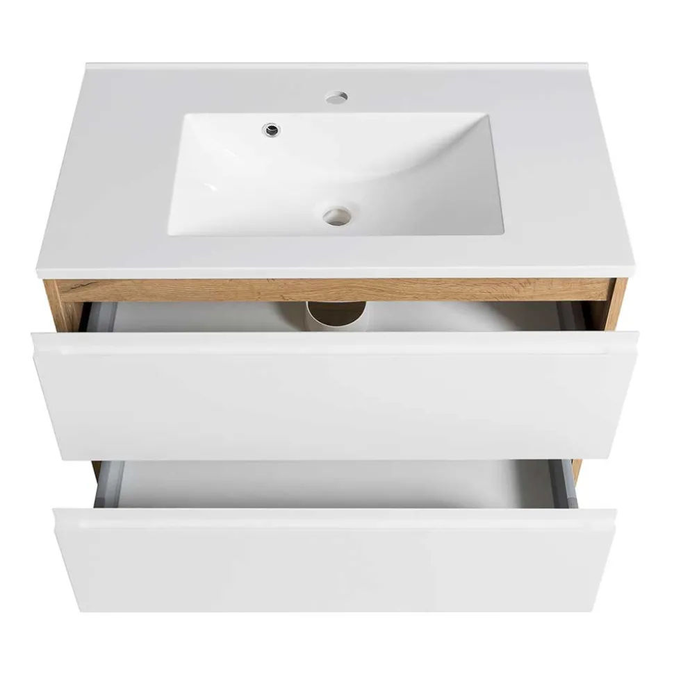 Waschtisch mit Einlasswaschbecken in Weiß - Eight