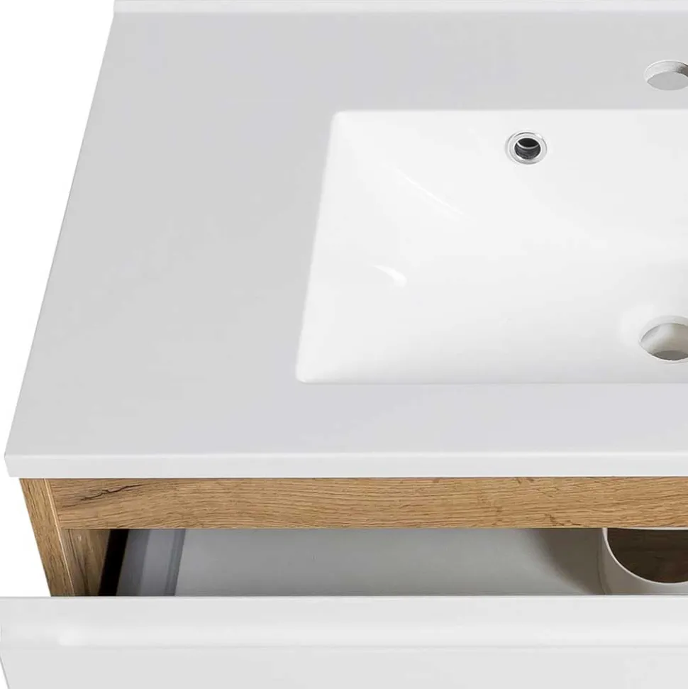 Waschtisch mit Einlasswaschbecken in Weiß - Eight