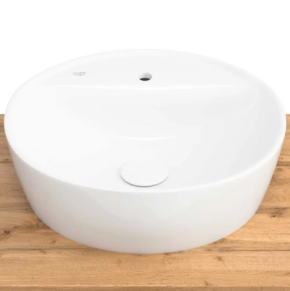 Waschtisch mit Keramik Aufsatzbecken 80 cm breit - Crystoga