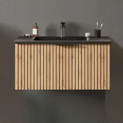 Waschtisch mit schwarzem Einlassbecken - Crystoga