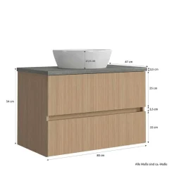 Waschtisch Set mit Midischrank fürs Bad - Leitha (dreiteilig)