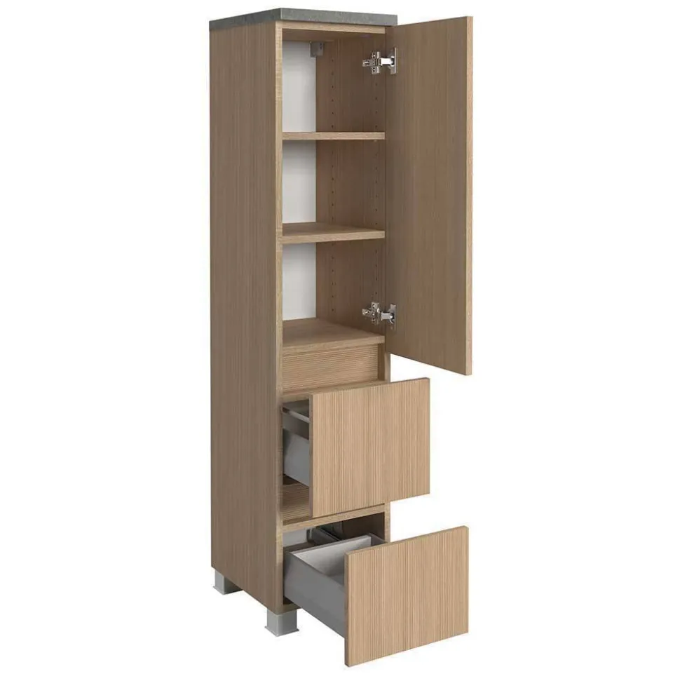 Waschtisch Set mit Midischrank fürs Bad - Leitha (dreiteilig)