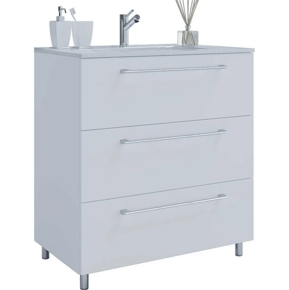 Waschtisch und Spiegelschrank in Weiß - Ipsum (zweiteilig)