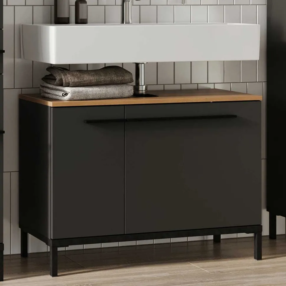 Waschtisch Unterschrank in Dunkelgrau - Lucrino