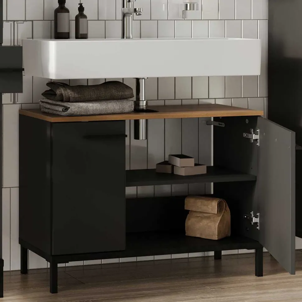 Waschtisch Unterschrank in Dunkelgrau - Lucrino