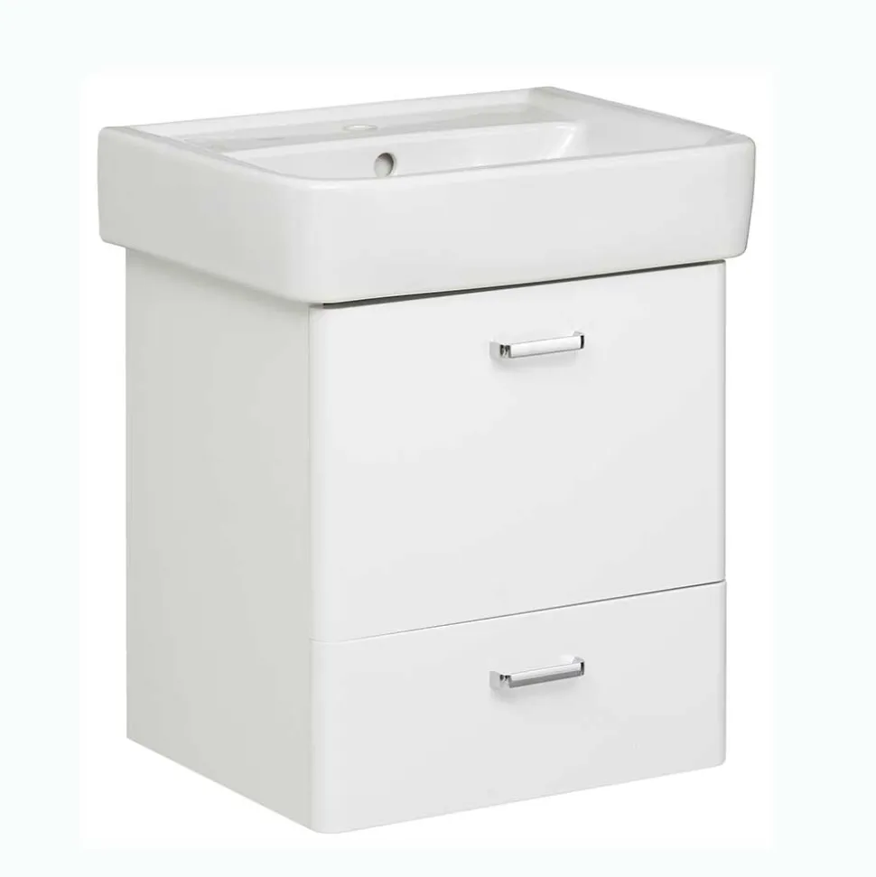 Waschtischkonsole mit Becken in Weiß - Yennja