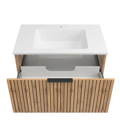 Waschtischkonsole mit Oberschrank Set - Crystoga (dreiteilig)