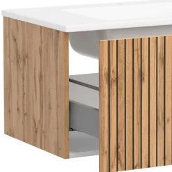 Waschtischkonsole mit Oberschrank Set - Crystoga (dreiteilig)