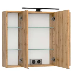 Waschtischkonsole mit Oberschrank Set - Crystoga (dreiteilig)