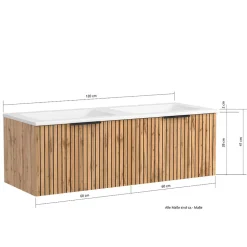 Waschtischschrank mit Doppel-Einlassbecken - Crystoga