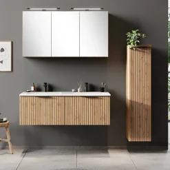 Waschtischschrank mit Doppel-Einlassbecken - Crystoga