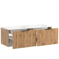 Waschtischschrank mit Doppel-Einlassbecken - Crystoga