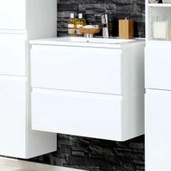 Waschtischunterschrank Concetada in Hochglanz Weiß