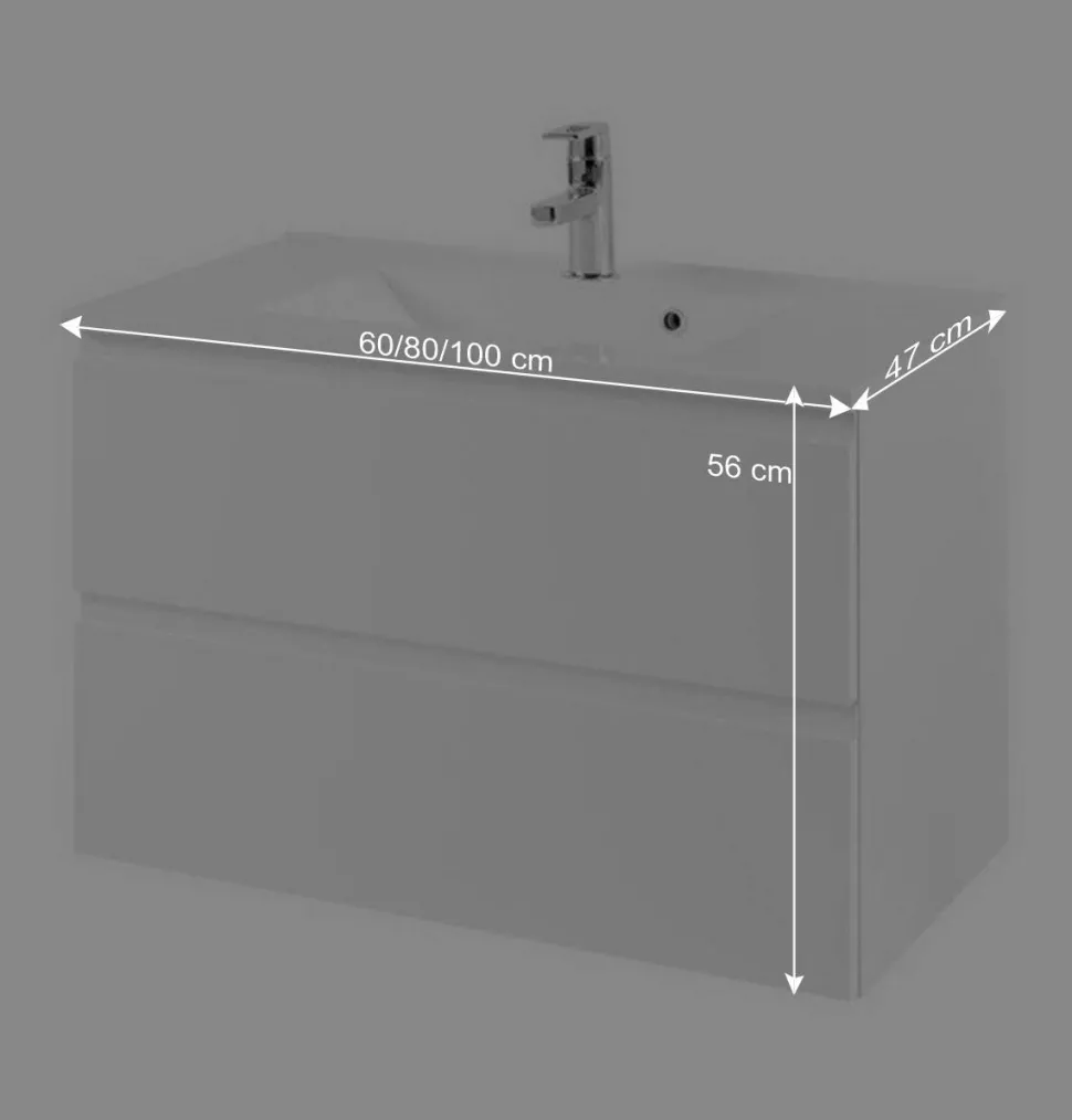 Waschtischunterschrank Concetada in Hochglanz Weiß