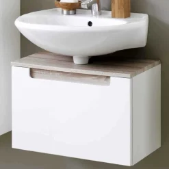 Waschtischunterschrank Tymos in Weiß Hochglanz