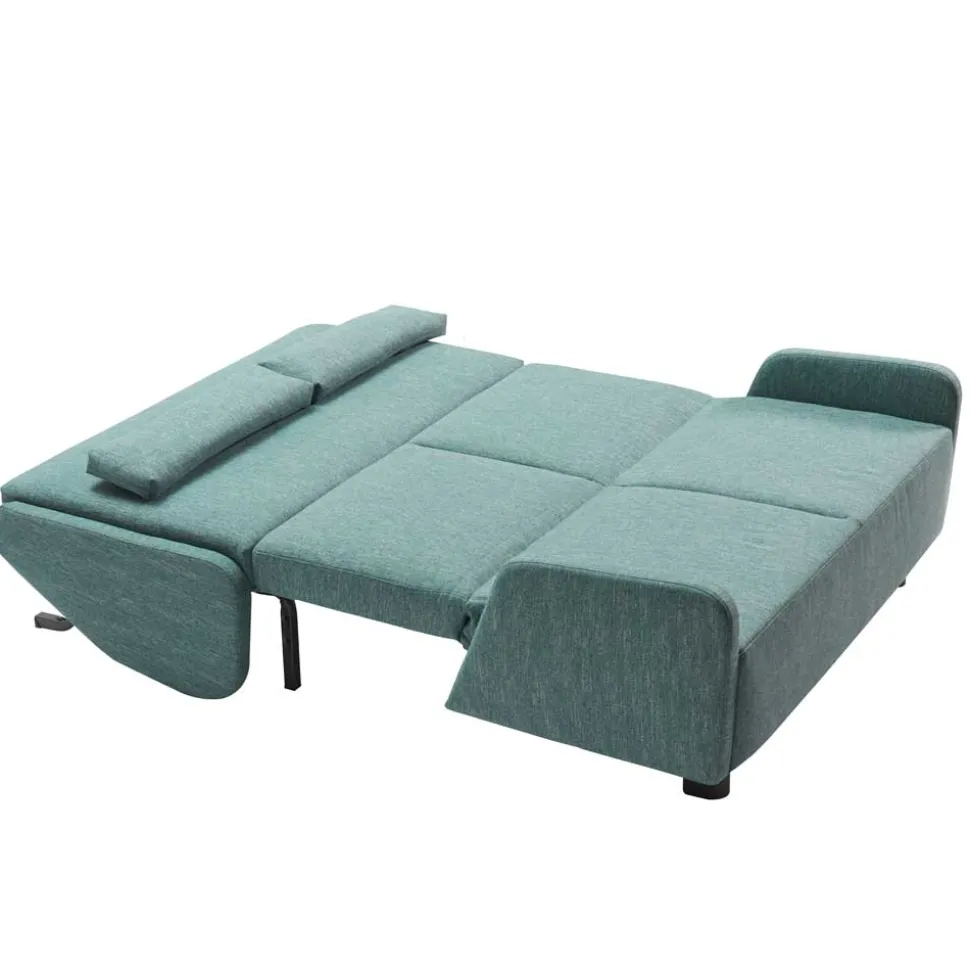 Webstoff Schlafsofa in Petrol Blau - Fancya