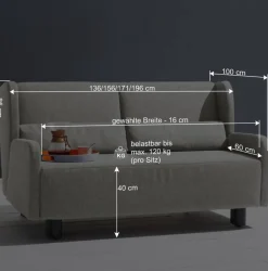 Webstoff Schlafsofa in Petrol Blau - Fancya