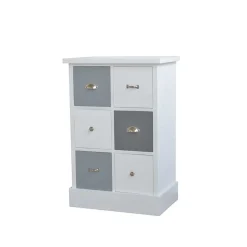 Weiß Graue Kommode Sadine mit 6 Schubladen