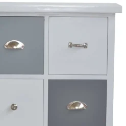 Weiß Graue Kommode Sadine mit 6 Schubladen